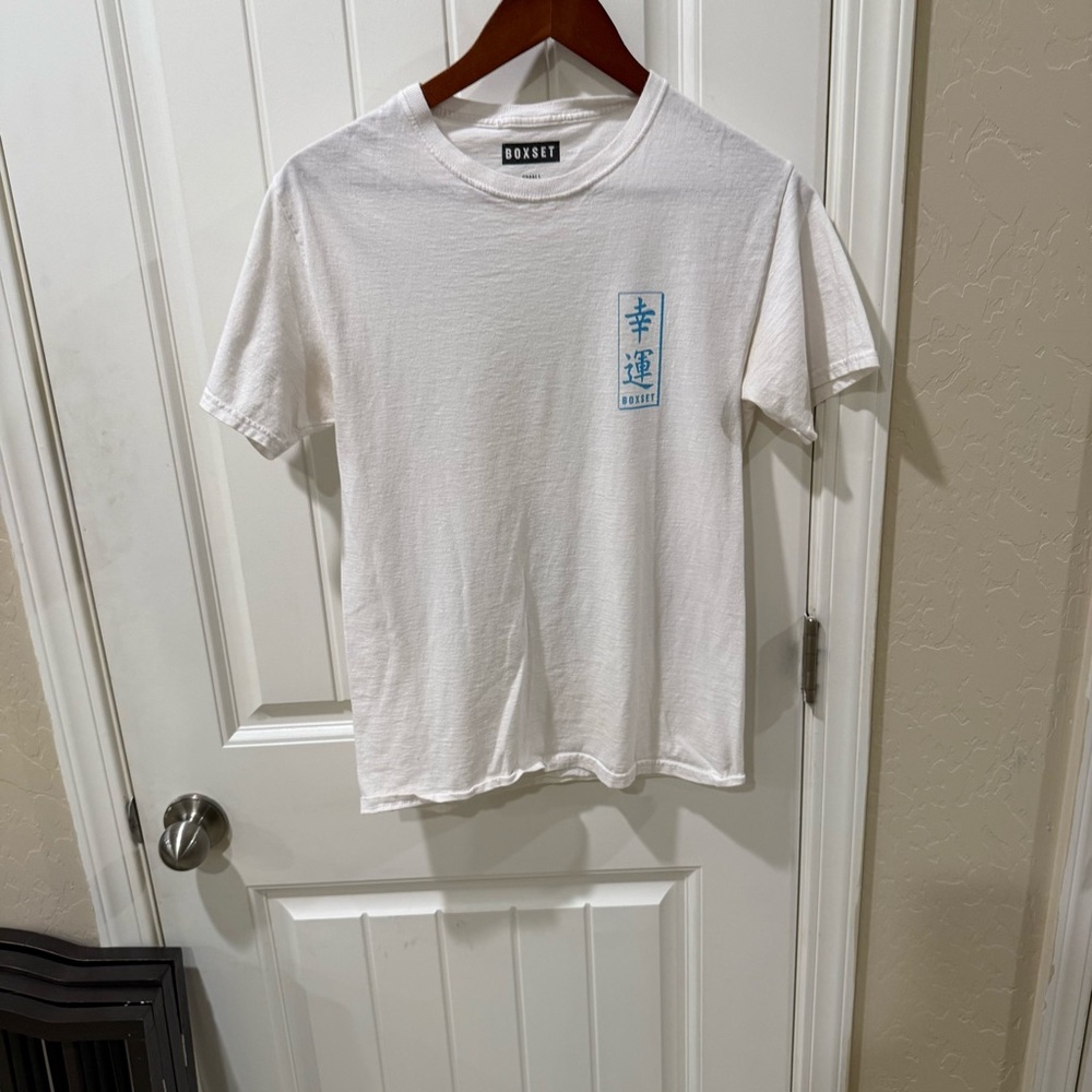 Boxset Lucky Graphic T Shirt Small White Japanese Wave 100% Cotton